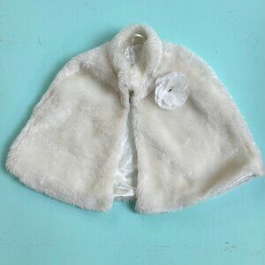 Toby Girls White Faux Fur Shrug Cape Satin Lined Holiday 4 6